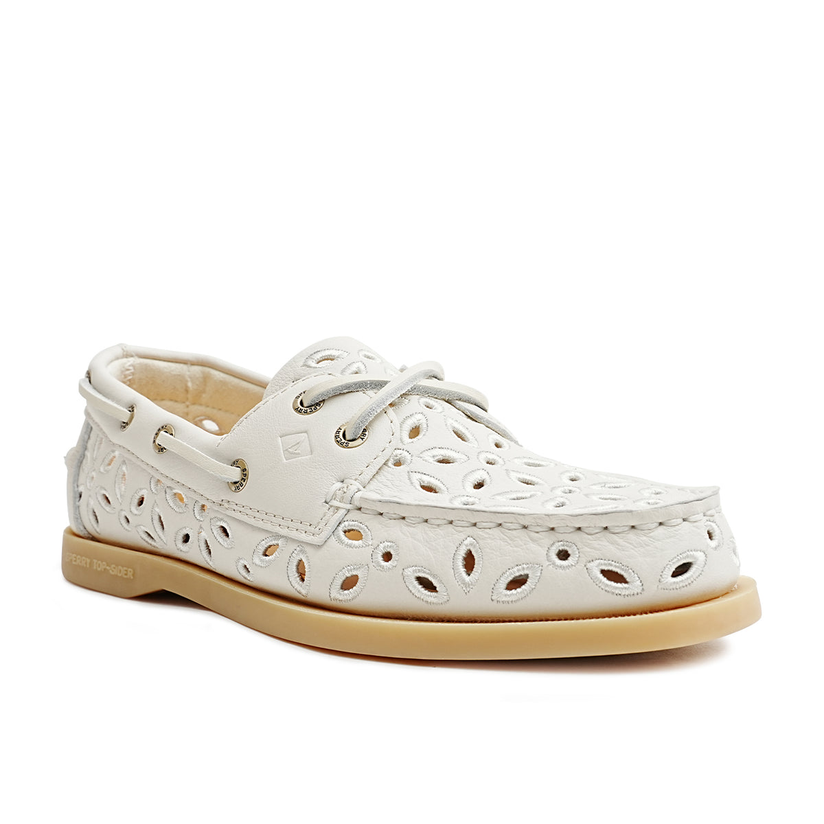 Women's Authentic Original™ 2 Eye Embroidered Perforated Boat Shoe - Cream (10428611)
