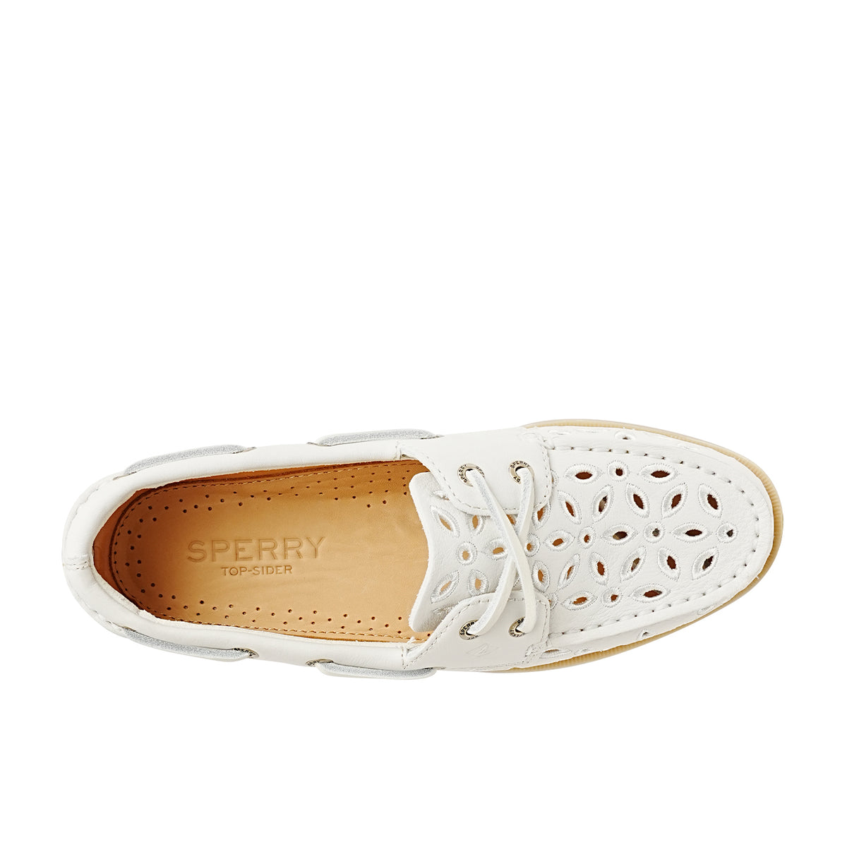 Women's Authentic Original™ 2 Eye Embroidered Perforated Boat Shoe - Cream (10428611)
