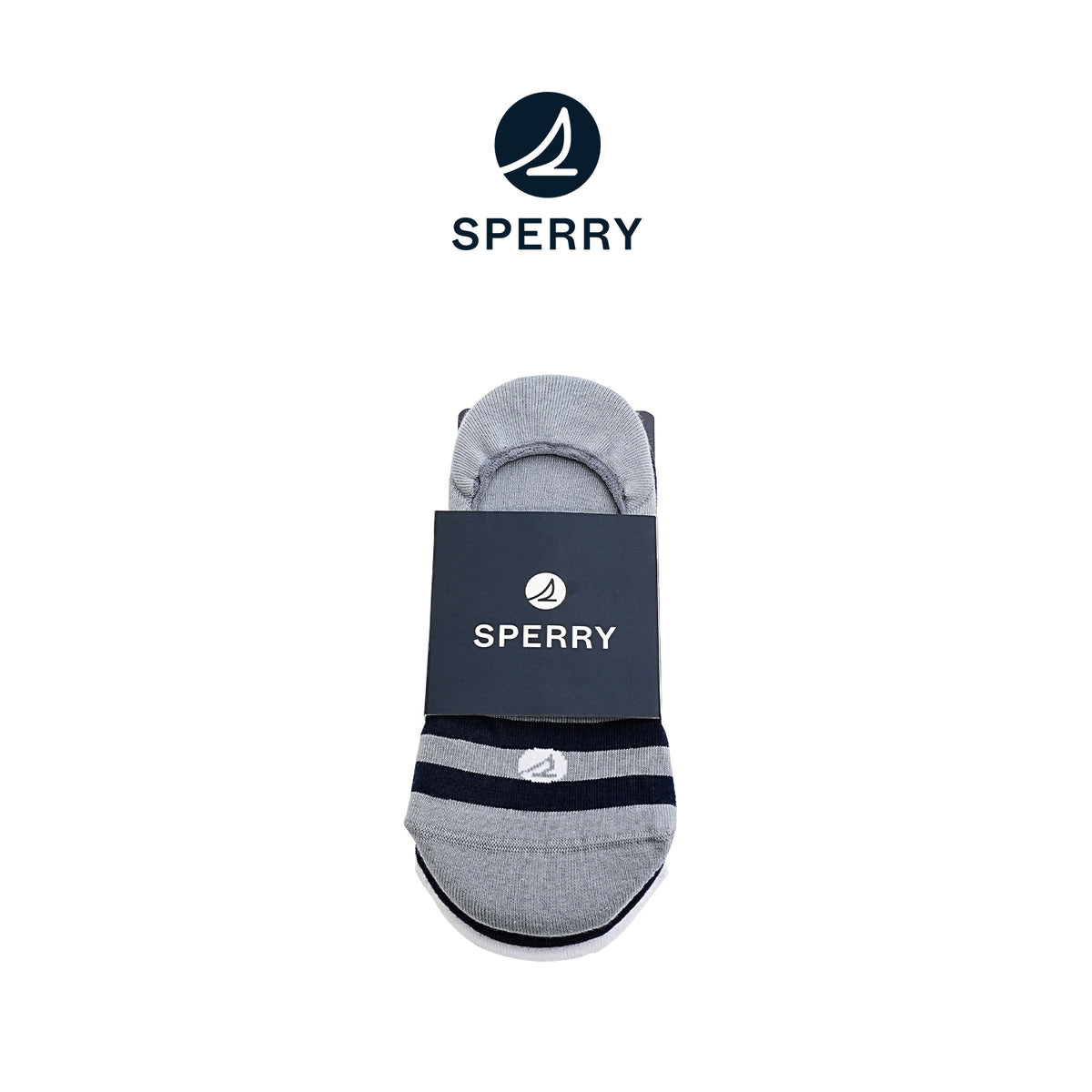 3• In• 1 Sneaker No Show Stripes - Grey/White/Navy (25F65491)