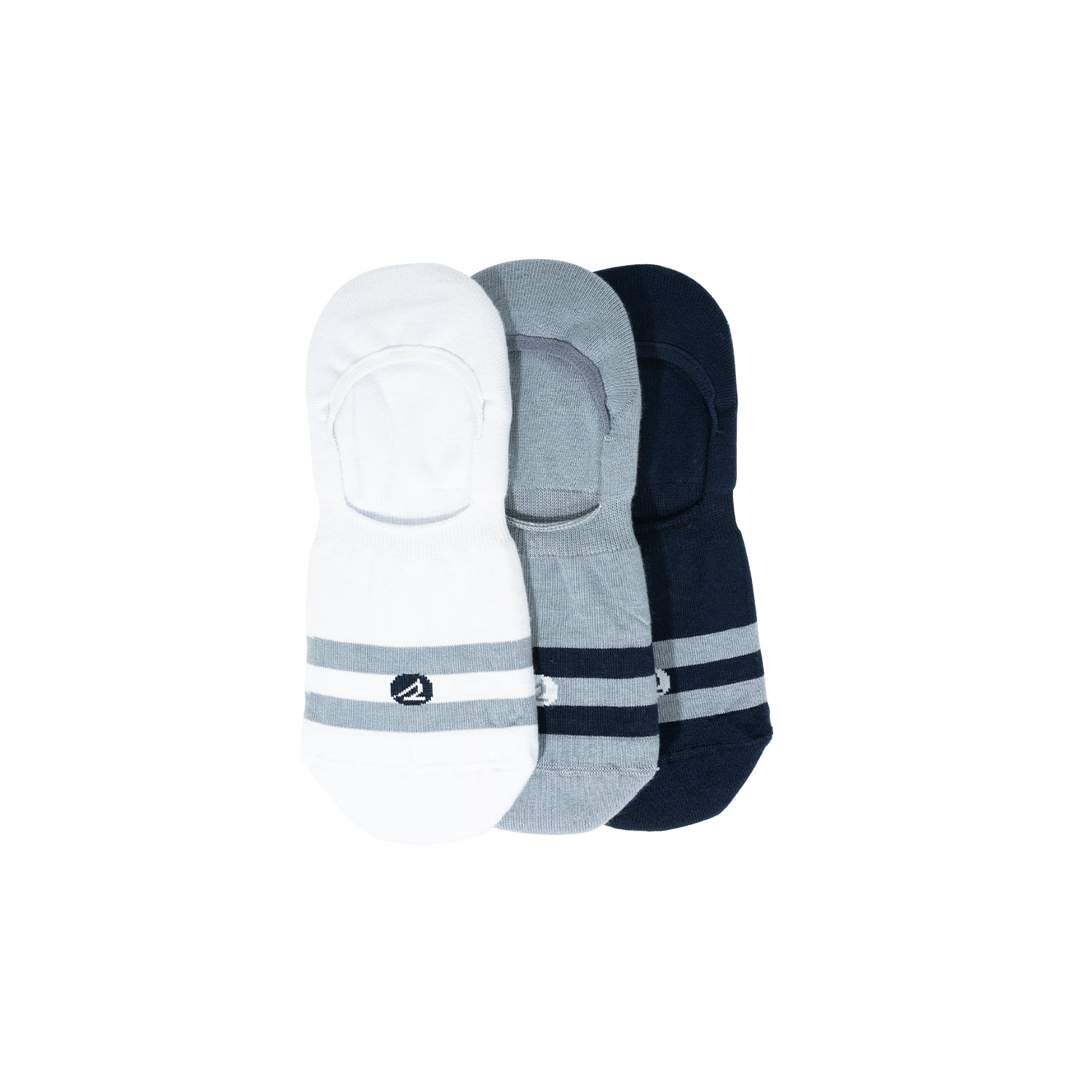 Women's 3• In• 1 Sneaker No Show Stripes - Grey/White/Navy (25F65532)