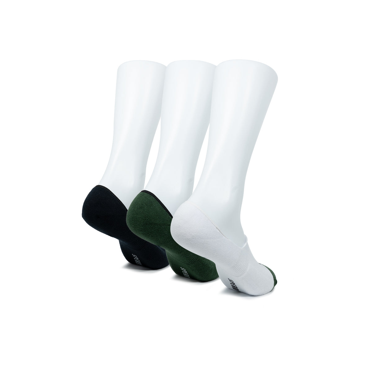 Women's 3 in 1 Sneaker No Show Socks - Black /White/Olive (25F65542)