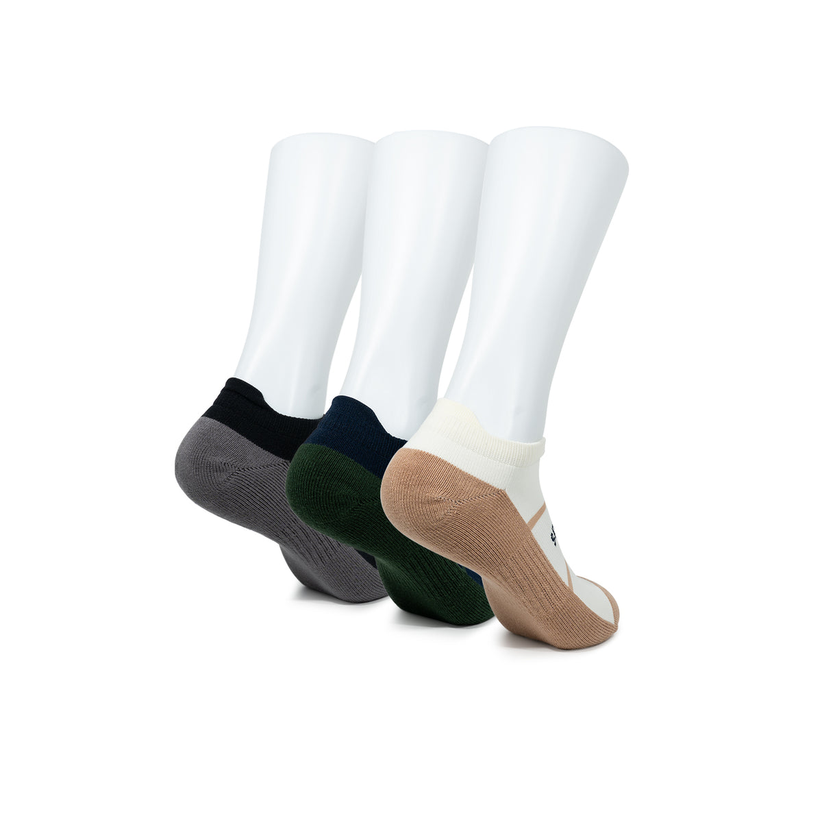 Men's 3 in 1 Sneaker No Show Socks - Bone/Navy/Black (25F65581)