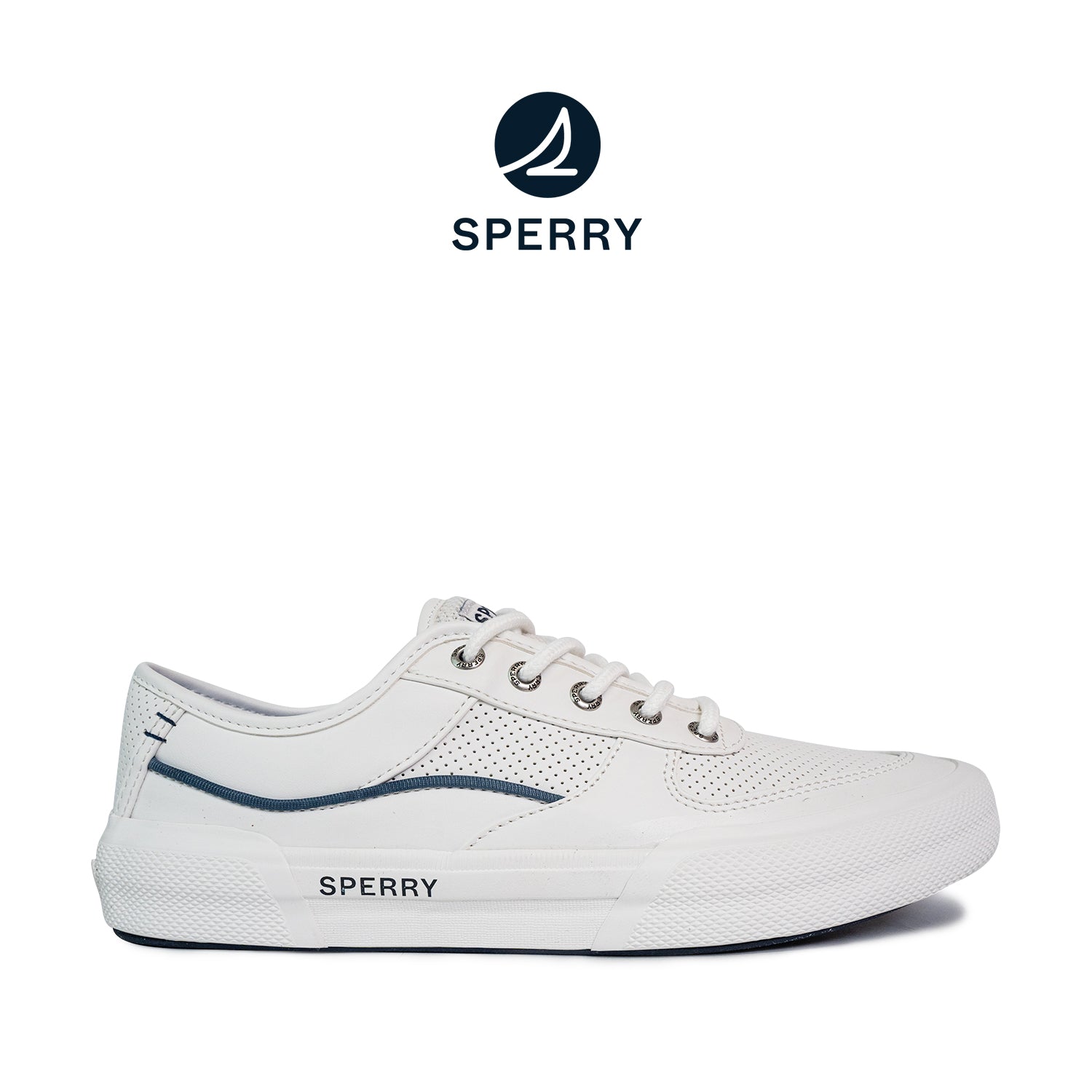 Men's Soletide Leather Sneakers - Off White/Blue Wave (25S00391)