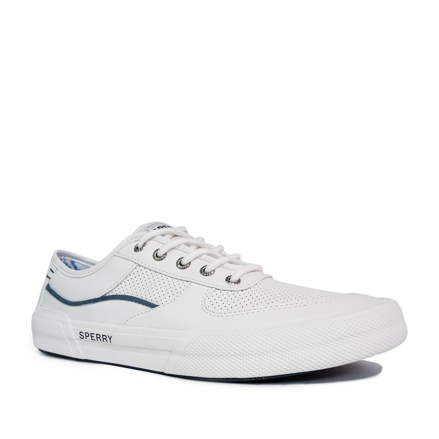 Men's Soletide Leather Sneakers - Off White/Blue Wave (25S00391)