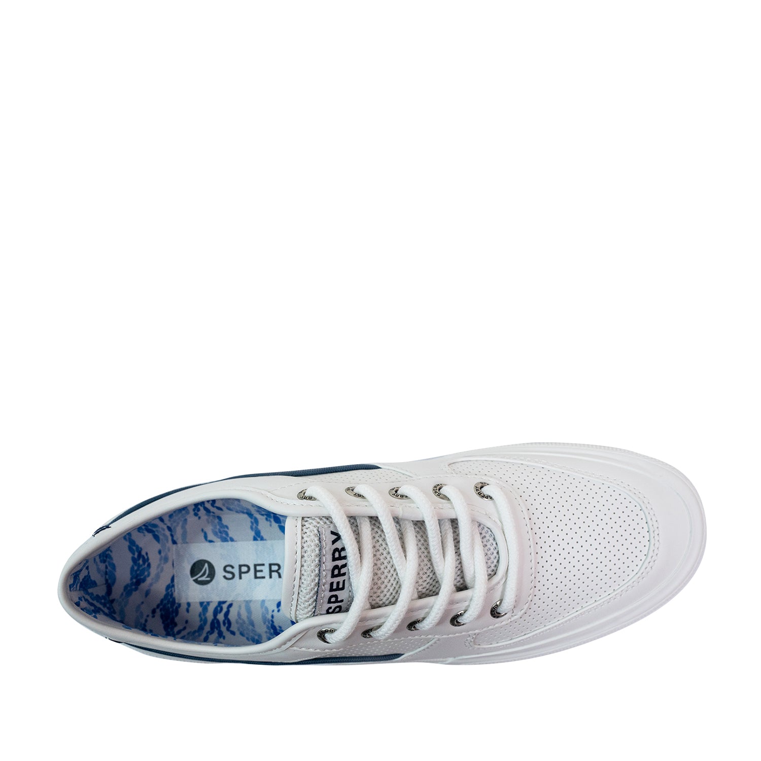Men's Soletide Leather Sneakers - Off White/Blue Wave (25S00391)
