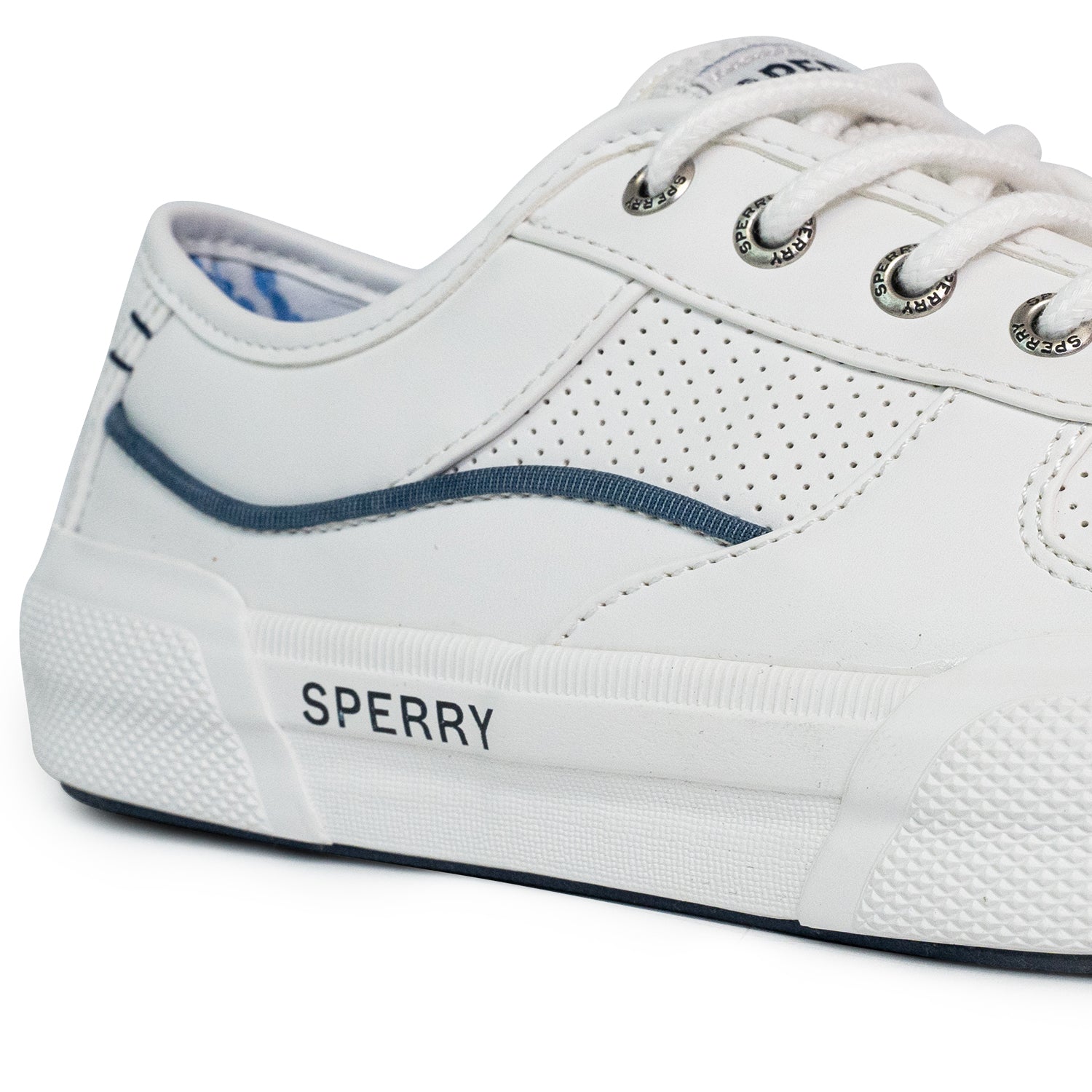 Men's Soletide Leather Sneakers - Off White/Blue Wave (25S00391)