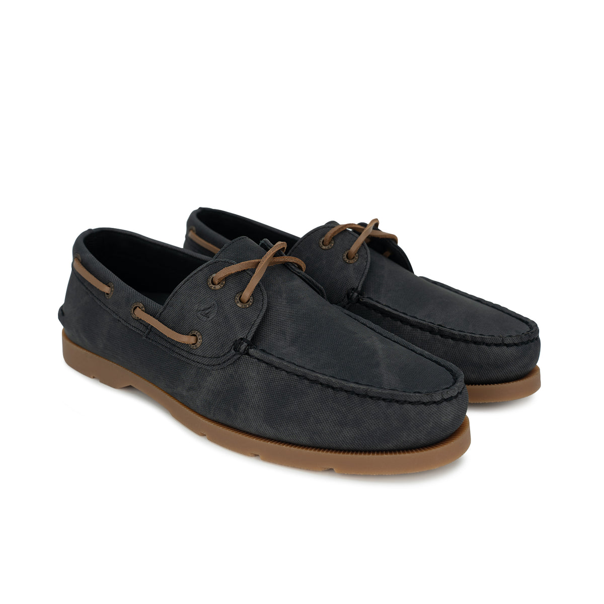 Men's Leeward Wax Canvas Water Resistant Boat Shoe - Black/Gum (26F01211)