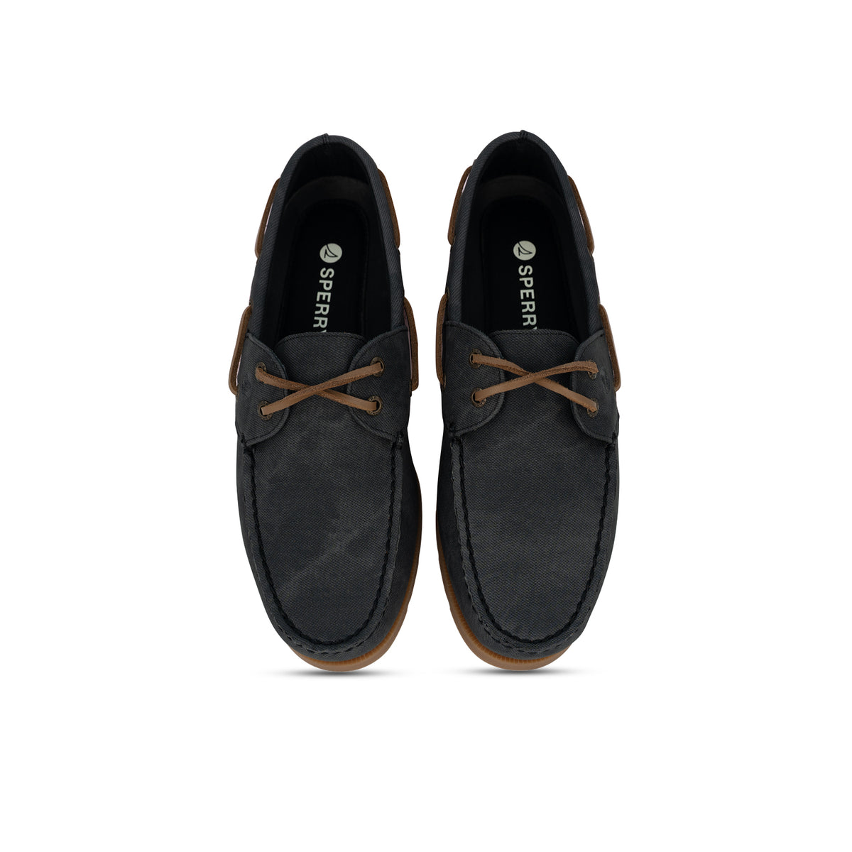 Men's Leeward Wax Canvas Water Resistant Boat Shoe - Black/Gum (26F01211)