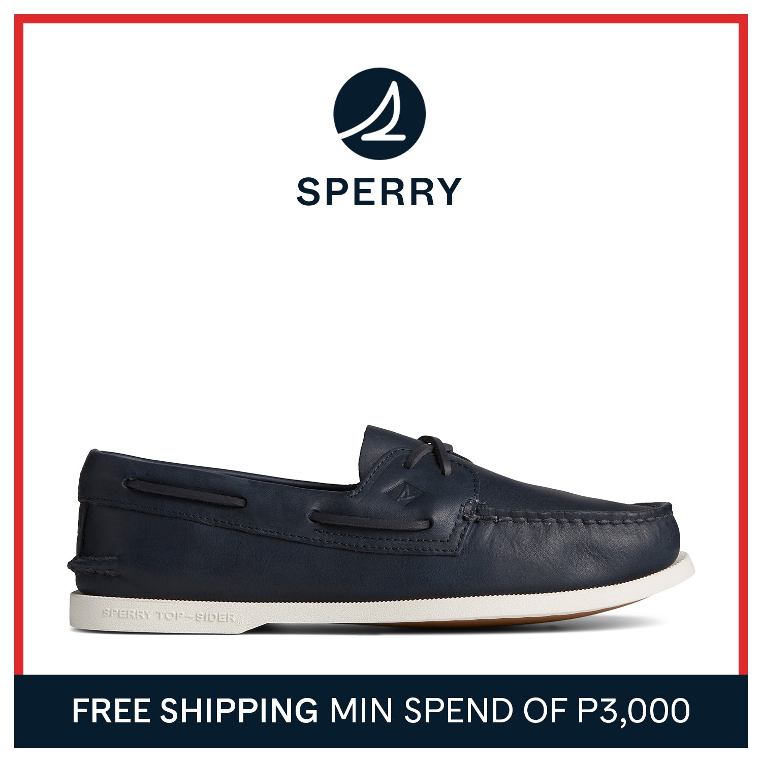 Men's Authentic Original™ Cross Lace Leather Boat Shoe Navy (STS24958)