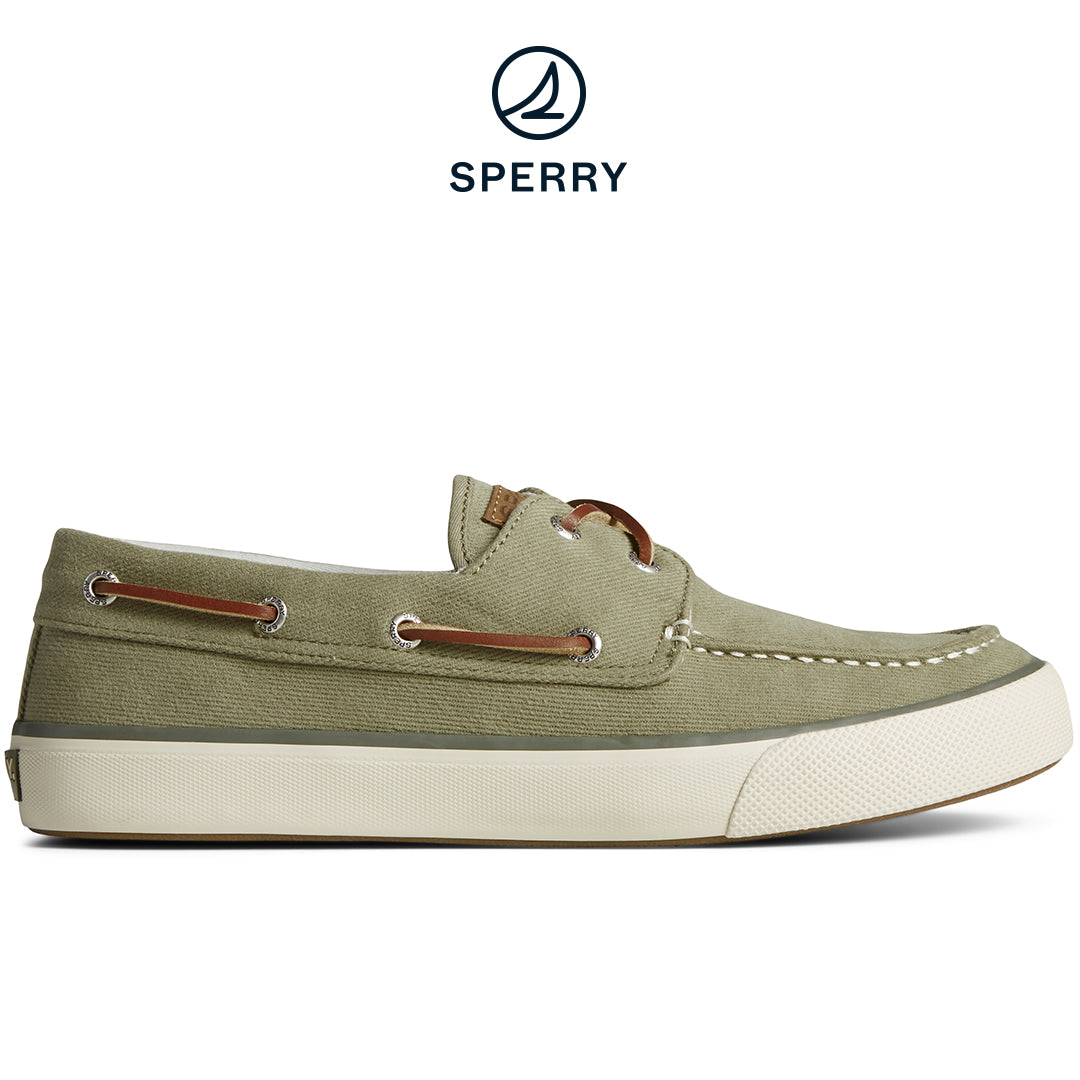 Men's SeaCycled™ Bahama II Twill Boat Sneakers - Olive (STS25311)