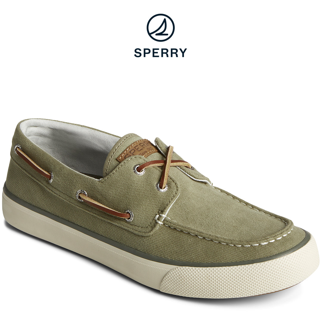 Men's SeaCycled™ Bahama II Twill Boat Sneakers - Olive (STS25311)