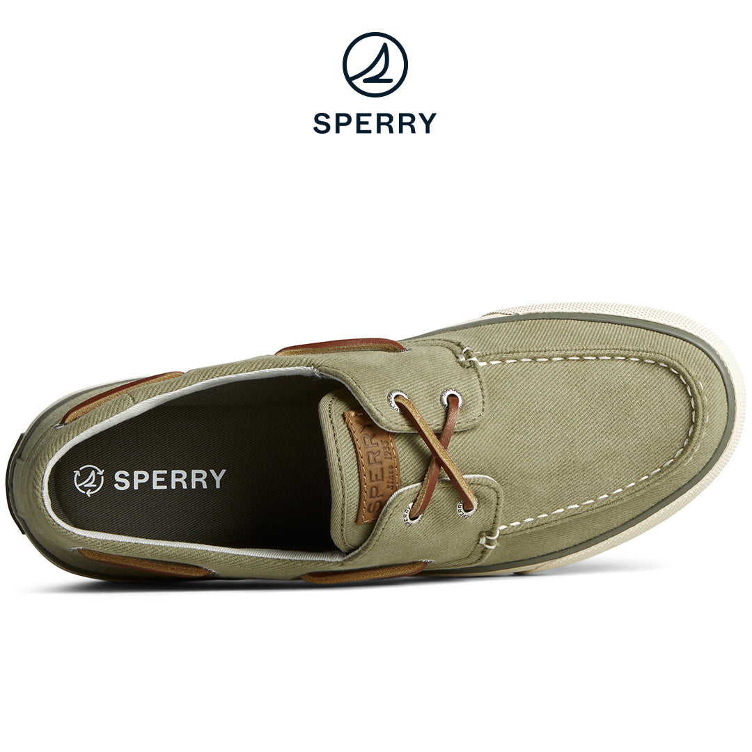 Men's SeaCycled™ Bahama II Twill Boat Sneakers - Olive (STS25311)