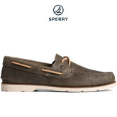 Men's Leeward 2-Eye Houndstooth Boat Shoe Olive (STS25397)