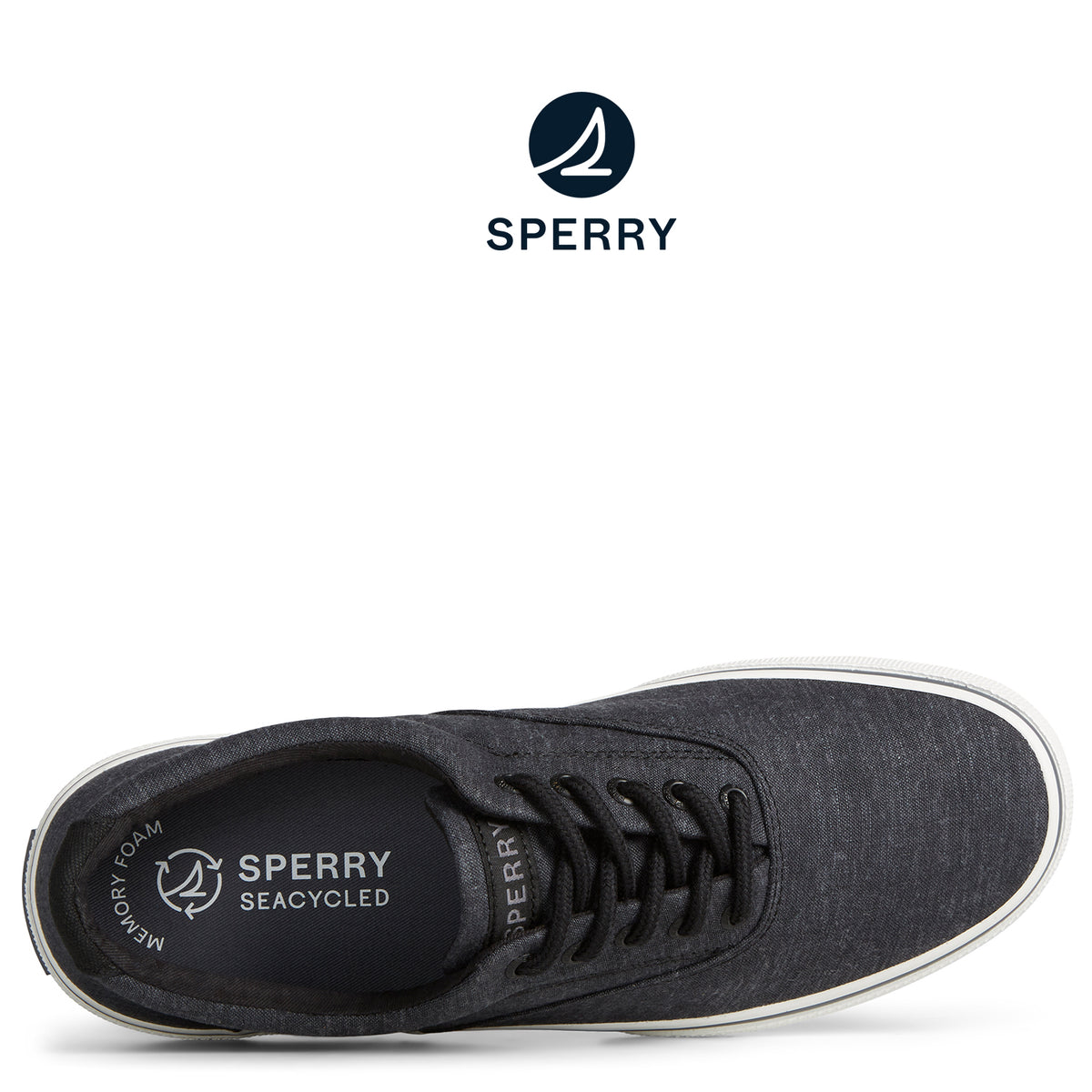 Men's SeaCycled™ Halyard CVO Chambray Sneakers - Black (STS25749)