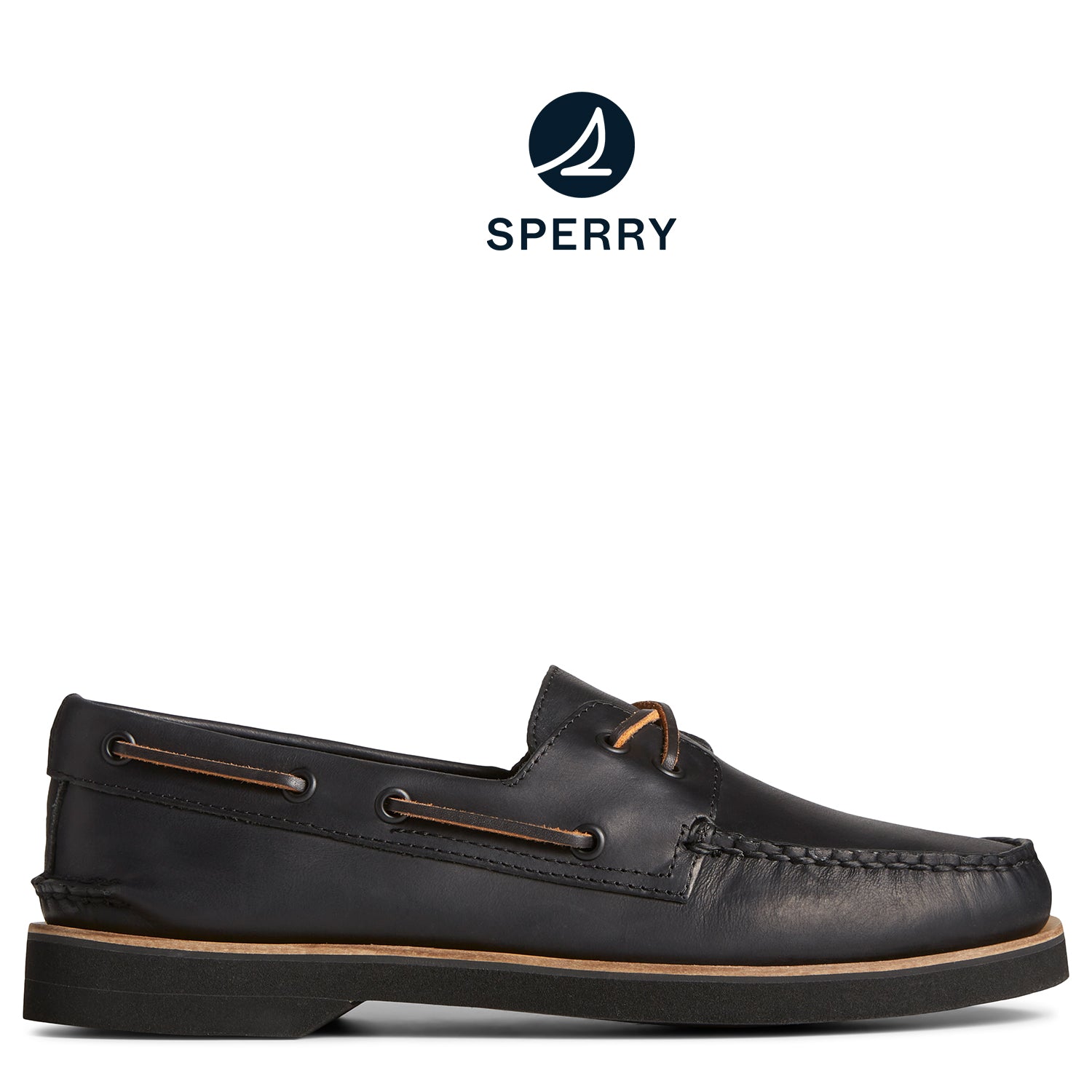 Men's Authentic Original™ Double Sole Cross Lace Boat Shoe Black (STS25767)