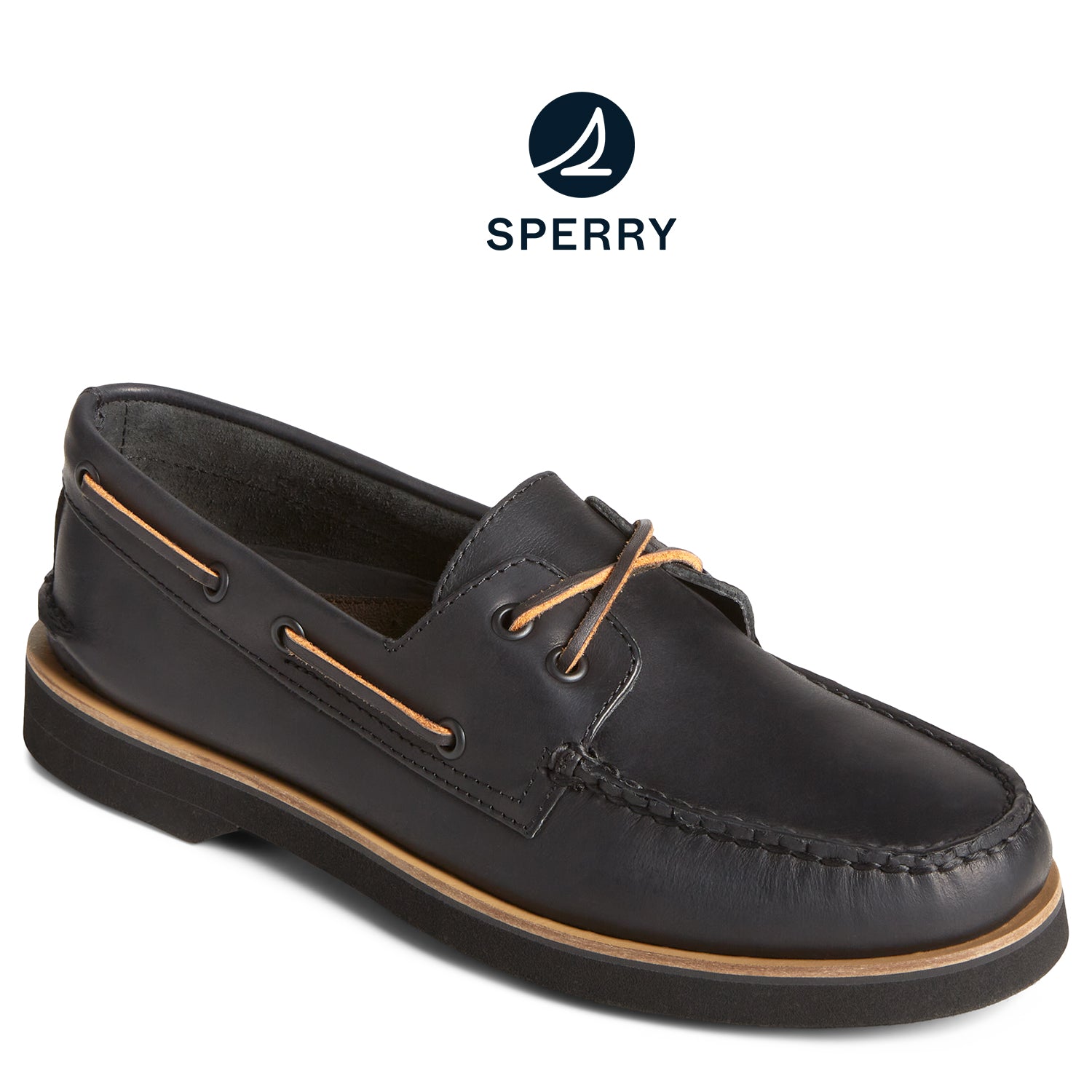 Men's Authentic Original™ Double Sole Cross Lace Boat Shoe Black (STS25767)