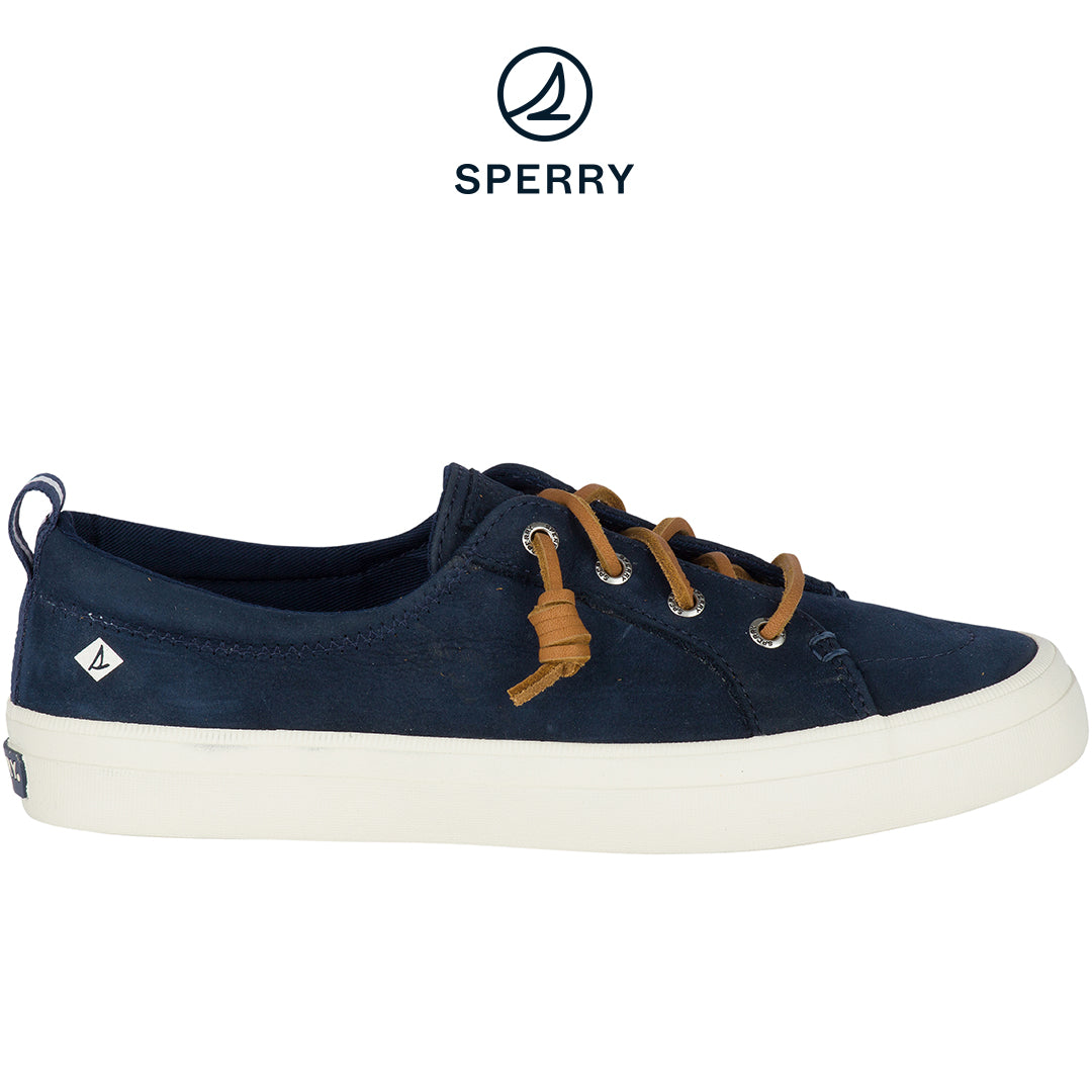 Women's Crest Vibe Washable Leather Sneakers Navy (STS82400)