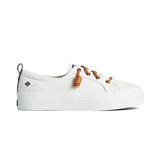 Women's Crest Vibe Platform Canvas Sneakers - White (STS84190)