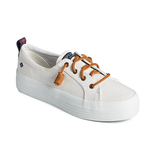 Women's Crest Vibe Platform Canvas Sneakers - White (STS84190)