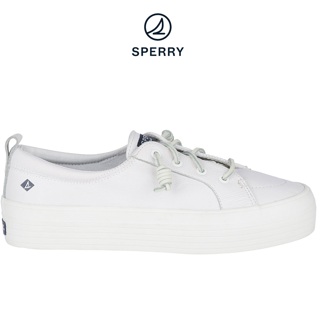 Women's Crest Vibe Platform Leather Sneakers White (STS84423)