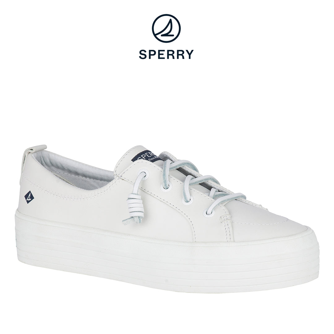 Women's Crest Vibe Platform Leather Sneakers - White (L139340850)