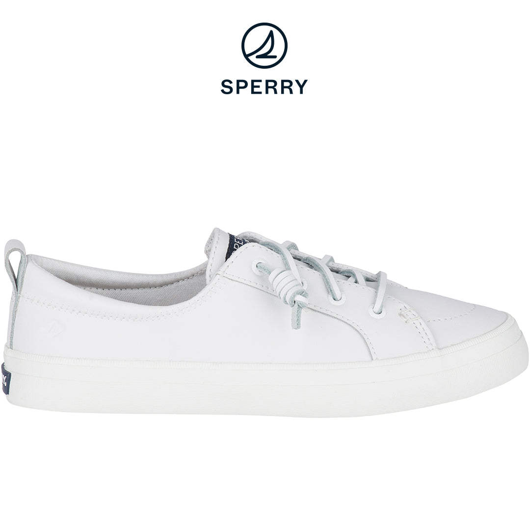 Women's Crest Vibe Leather Sneakers - White (STS84549)