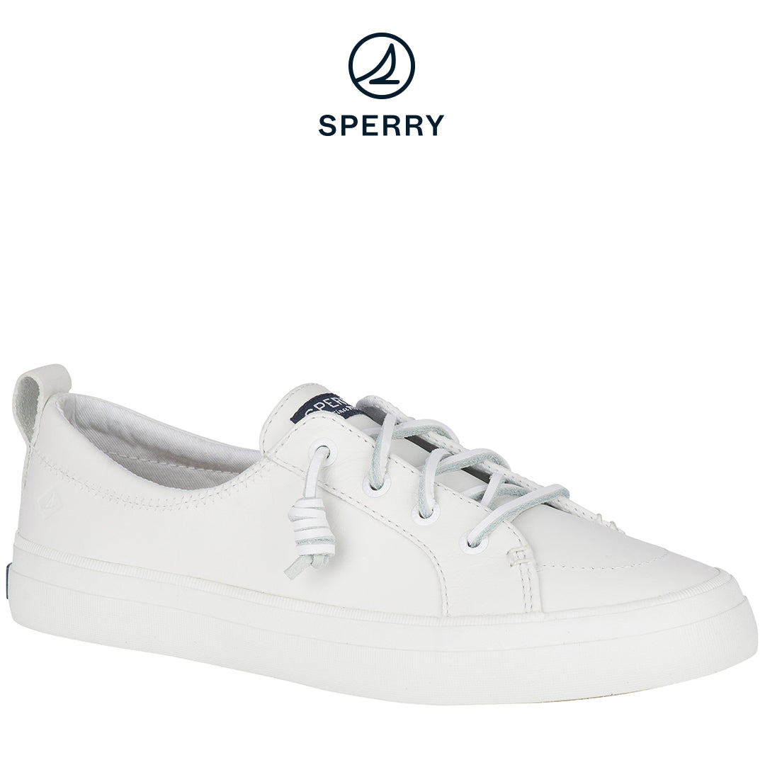 Women's Crest Vibe Leather Sneakers - White (STS84549)