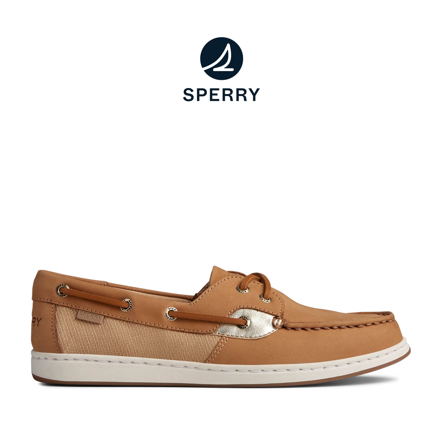 Women's Coastfish Boat Shoes Topsider - Tan/Gold (L139340070)