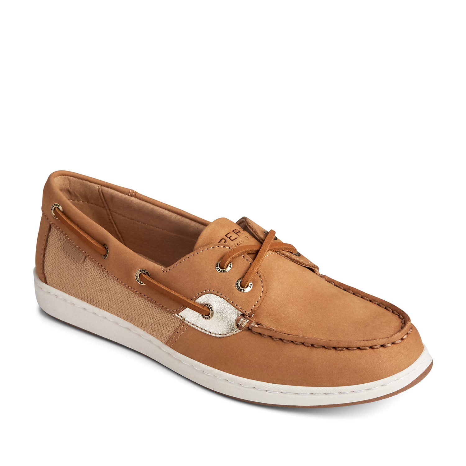Women's Coastfish Boat Shoes Topsider - Tan/Gold (L139340070)