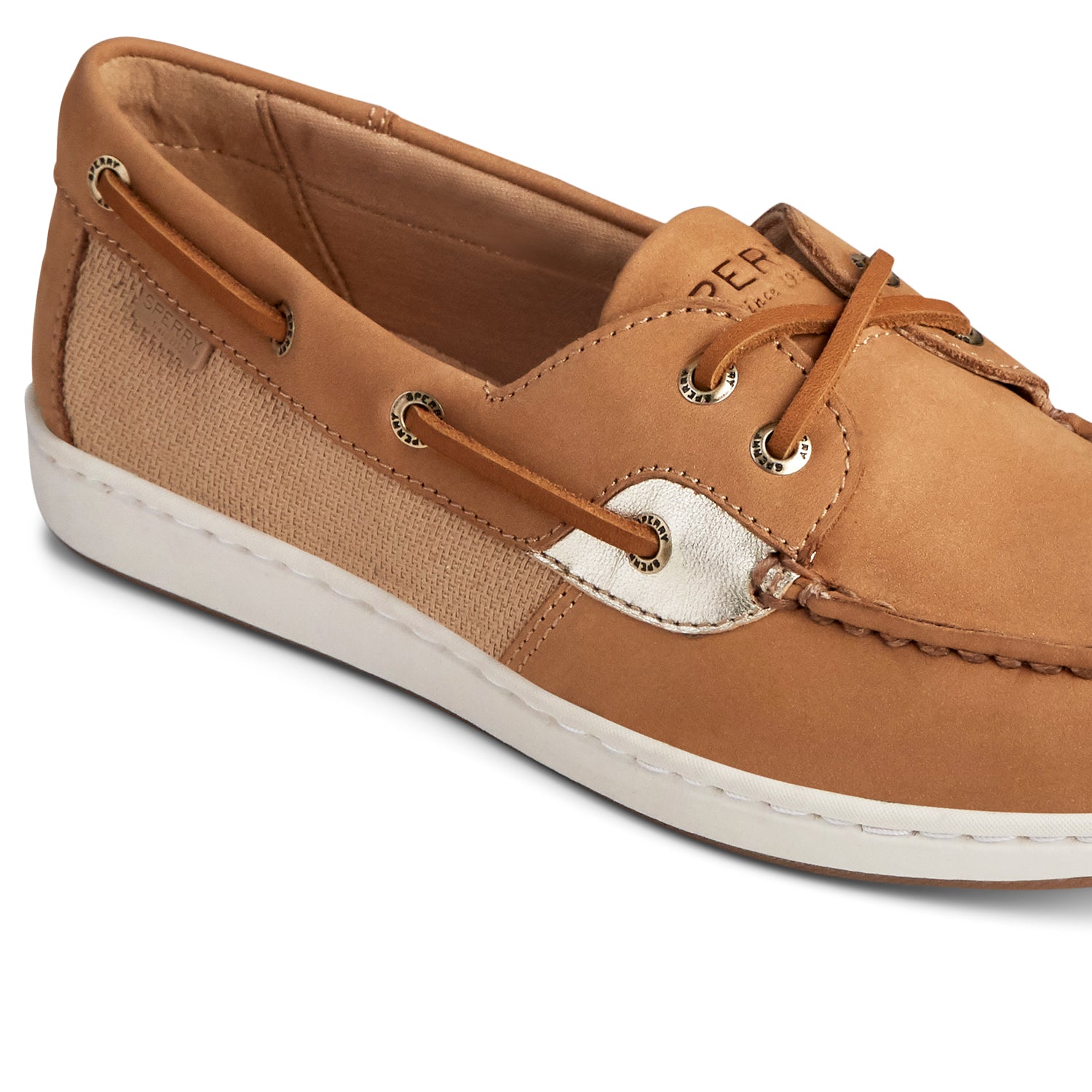 Women's Coastfish Boat Shoes Topsider - Tan/Gold (L139340070)