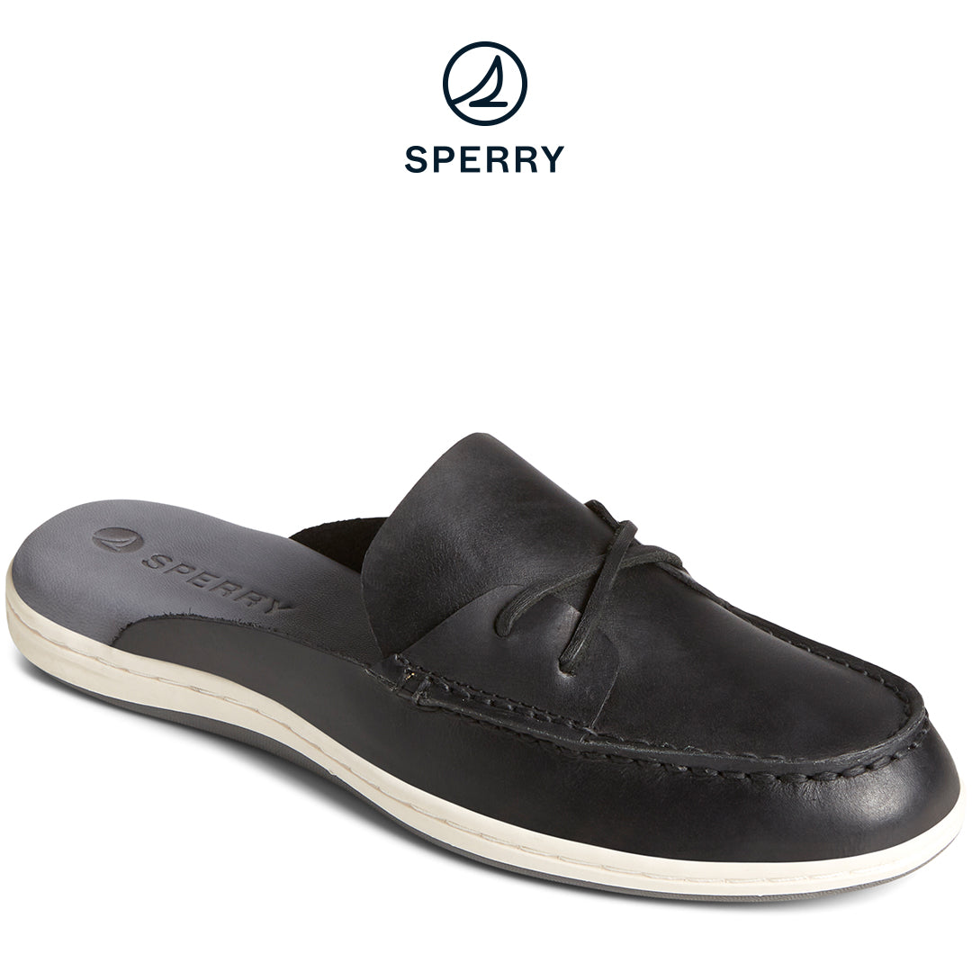 Women's Mulefish Leather Boat Shoe Black (STS88719)