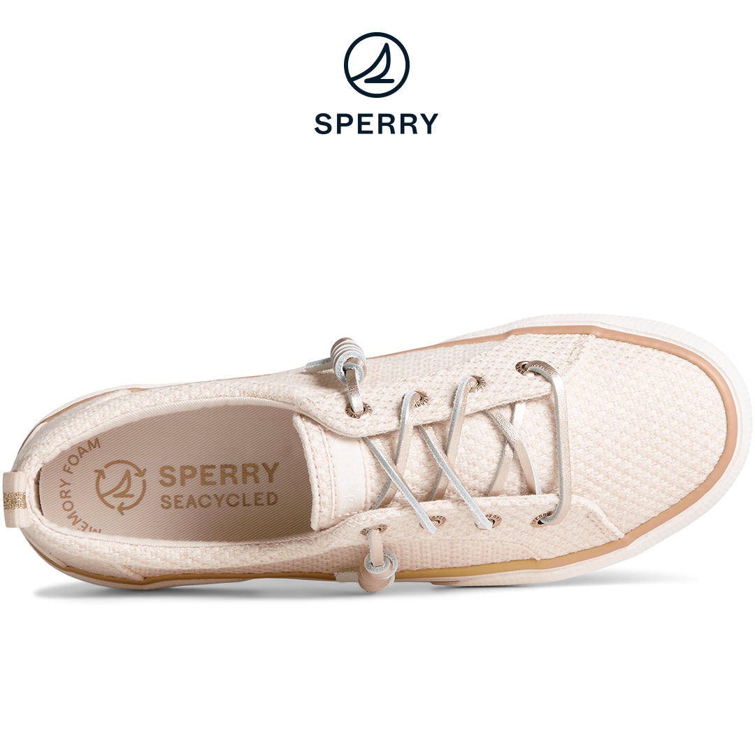 Women's SeaCycled™ Pier Wave Basket Weave Shimmer Sneaker Cream (STS88795)