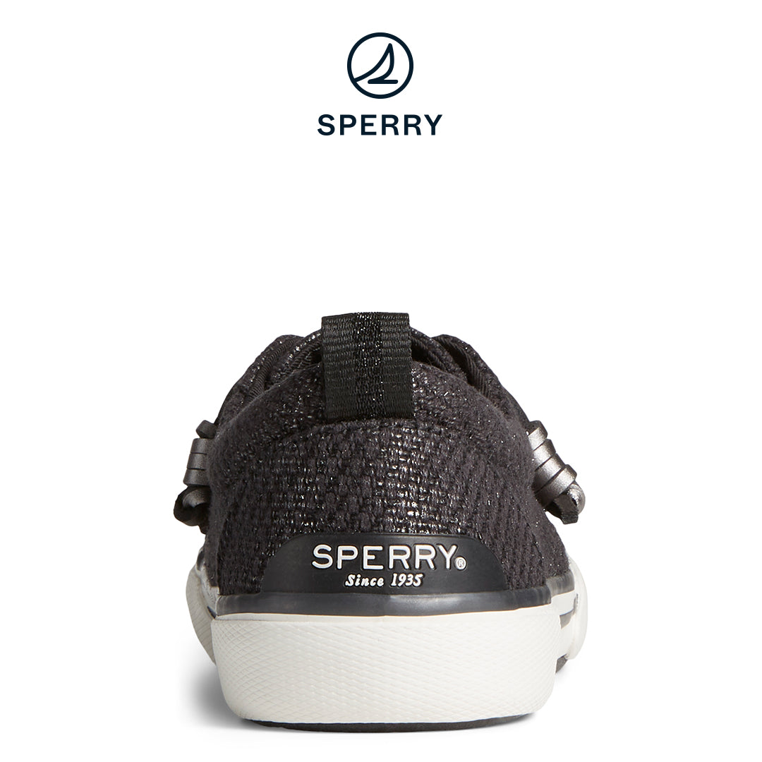 Women's SeaCycled™ Pier Wave Basket Weave Shimmer Sneaker Black (STS88796)