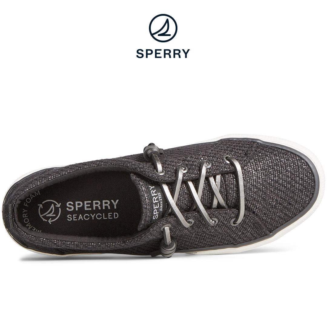 Women's SeaCycled™ Pier Wave Basket Weave Shimmer Sneaker Black (STS88796)