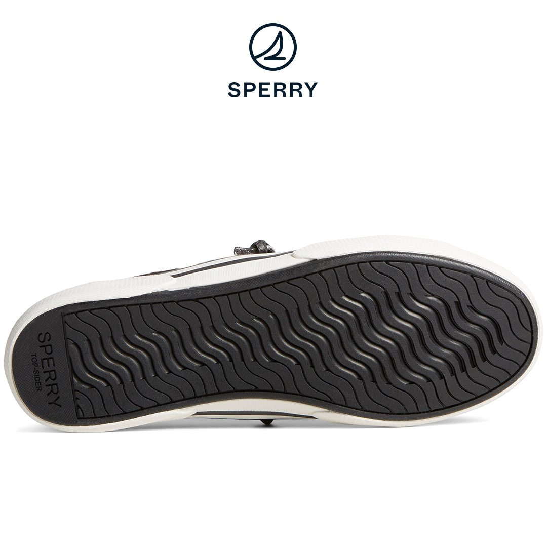 Women's SeaCycled™ Pier Wave Basket Weave Shimmer Sneaker Black (STS88796)