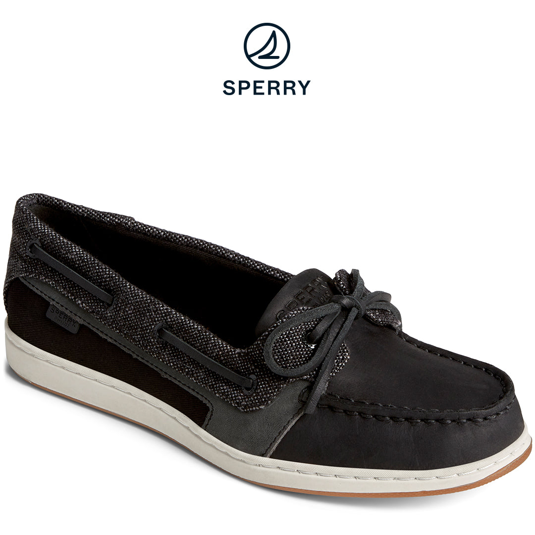 Women's Starfish 1-Eye Leather Baja Boat Shoe Black (STS89034)
