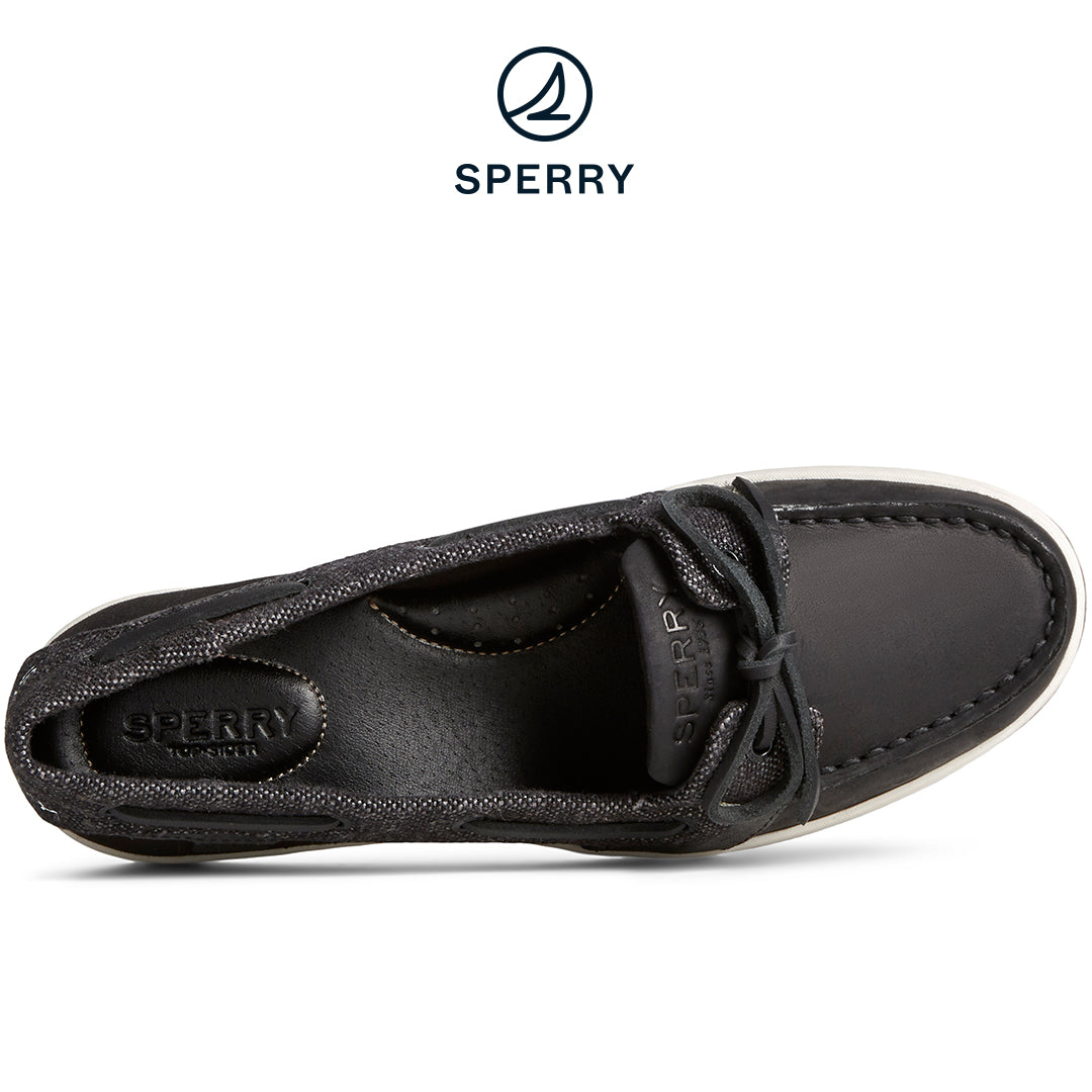 Women's Starfish 1-Eye Leather Baja Boat Shoe Black (STS89034)