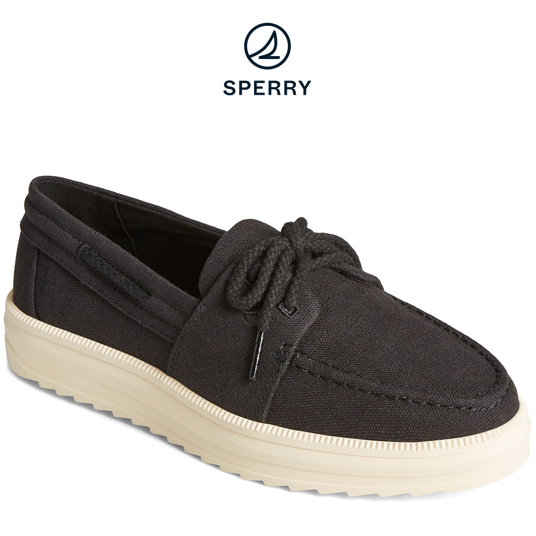Women's Cruise Boat Slubby Linen PS- Black (STS89037)