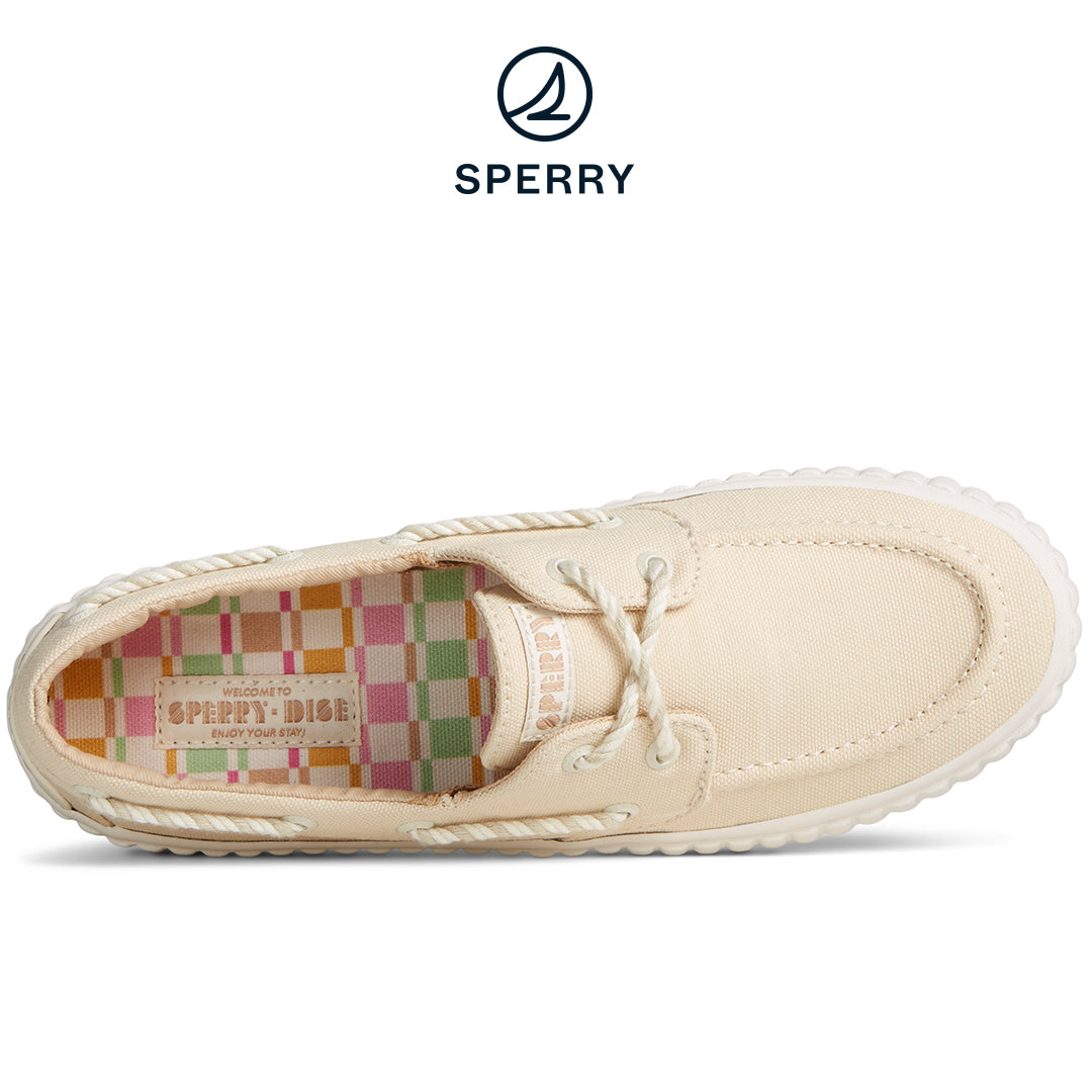 Women's SeaCycled™ Pier Wave Platform Resort Boat Sneaker Cream (STS89067)