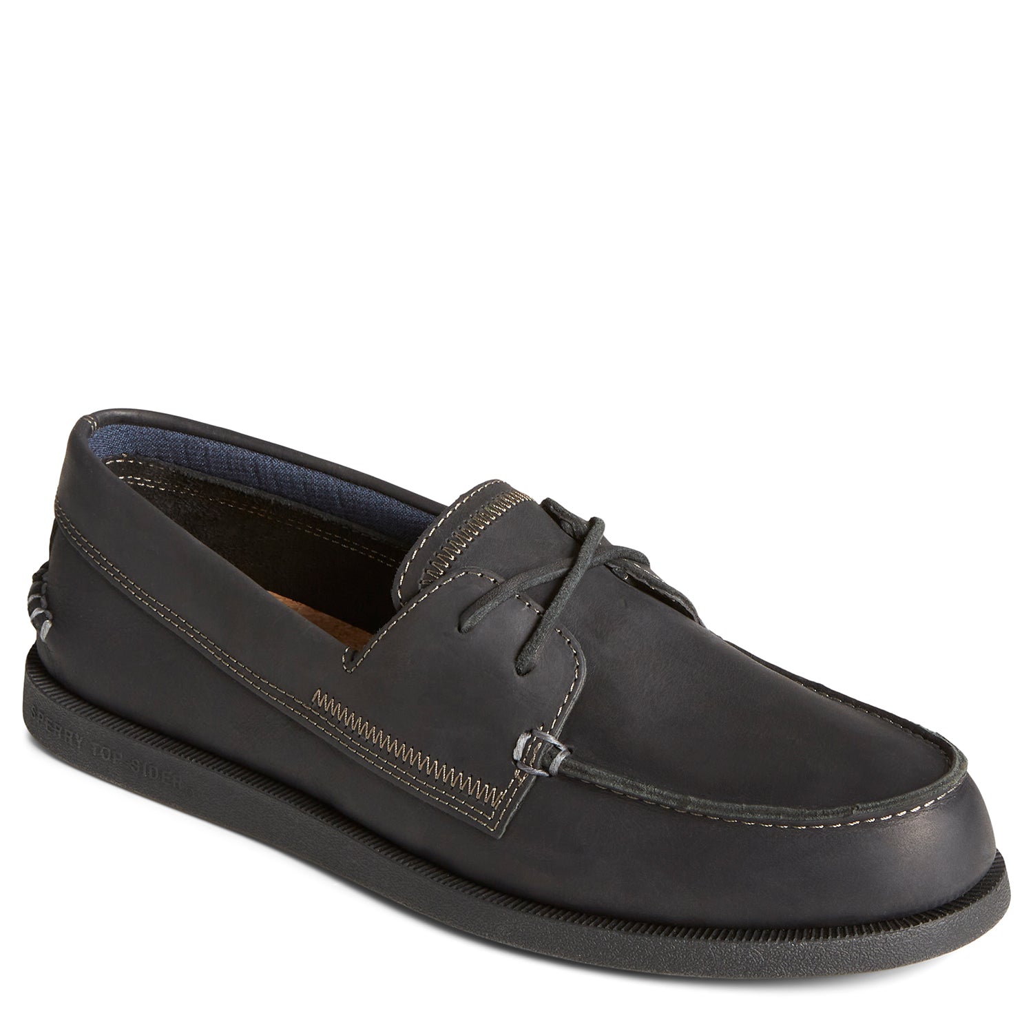 Men's Authentic Original™ 2-Eye Sirocco Leather Boat Shoe - Black (STS25788)