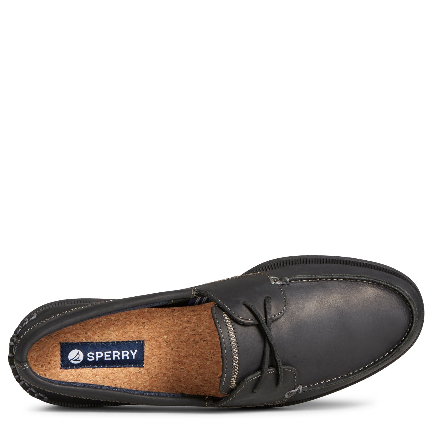 Men's Authentic Original™ 2-Eye Sirocco Leather Boat Shoe - Black (STS25788)