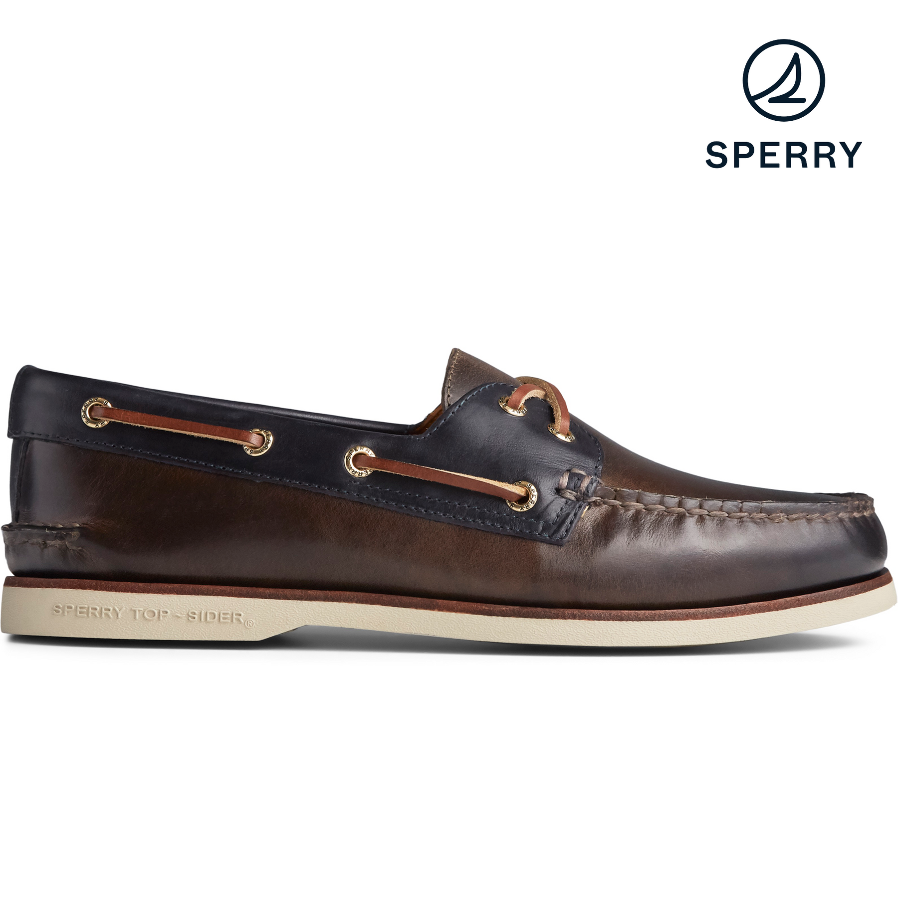 Men's Gold Cup Ao 2-Eye Revenge Soft Fossil/ Blue Boat Shoes (STS22142)