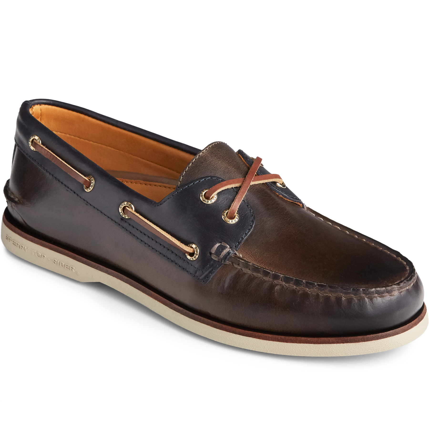 Men's Gold Cup Ao 2-Eye Revenge Soft Fossil/ Blue Boat Shoes (STS22142)