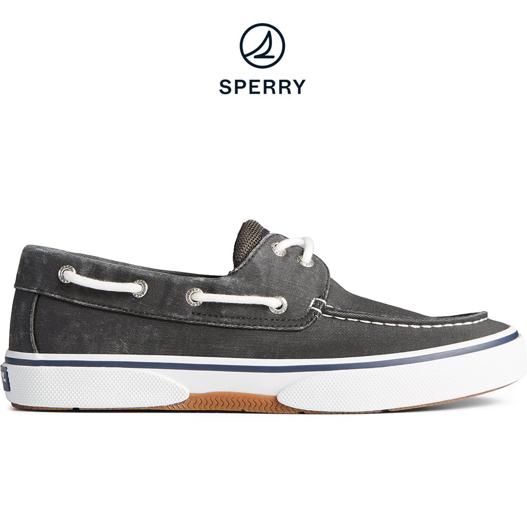 Men's Halyard 2-Eye Saltwashed Sneaker Black (STS23586)
