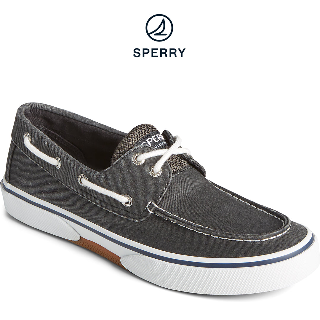 Men's Halyard 2-Eye Saltwashed Sneaker Black (STS23586)