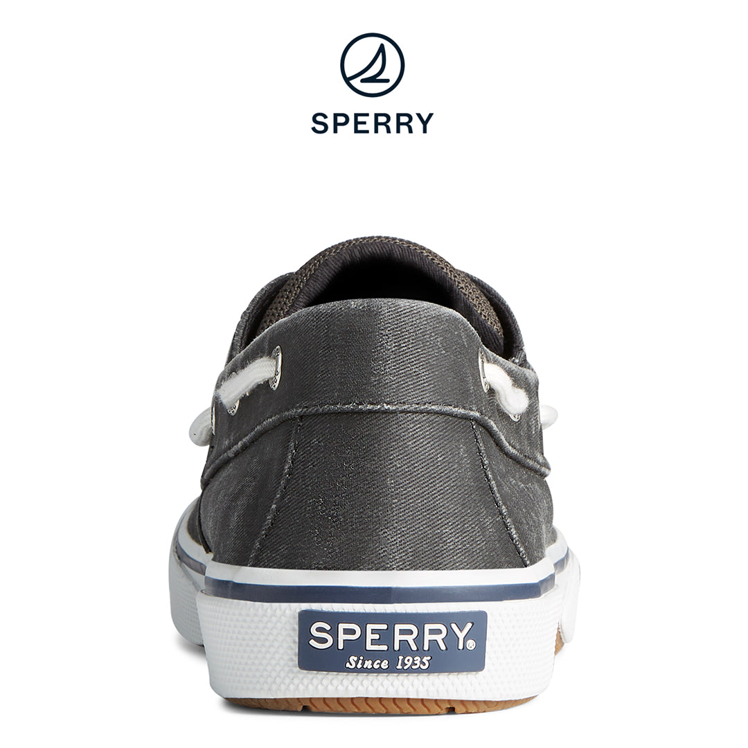 Men's Halyard 2-Eye Saltwashed Sneaker Black (STS23586)