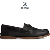 Men's Authentic Original™ Cross Lace Leather Boat Shoe Black (STS24956)