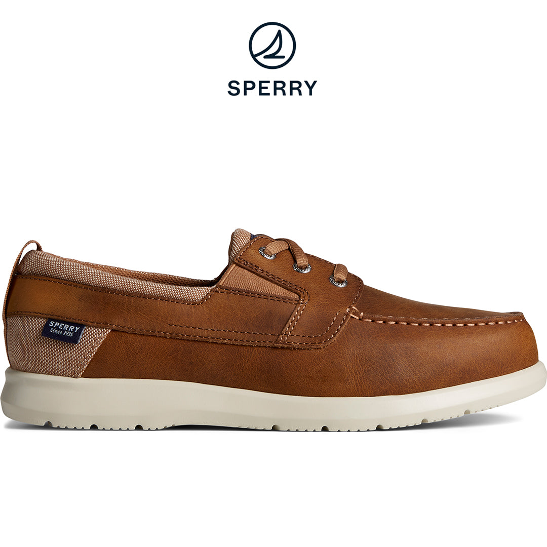 Men's Bowrider Plushstep Leather Slip-On Boat Sneaker - Tan (STS25002)