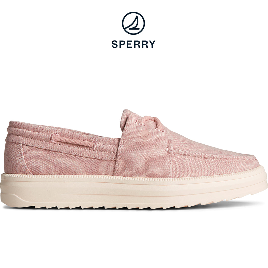 Women's Cruise Plushstep Slubby Linen Boat Sneaker Rose (STS88423)