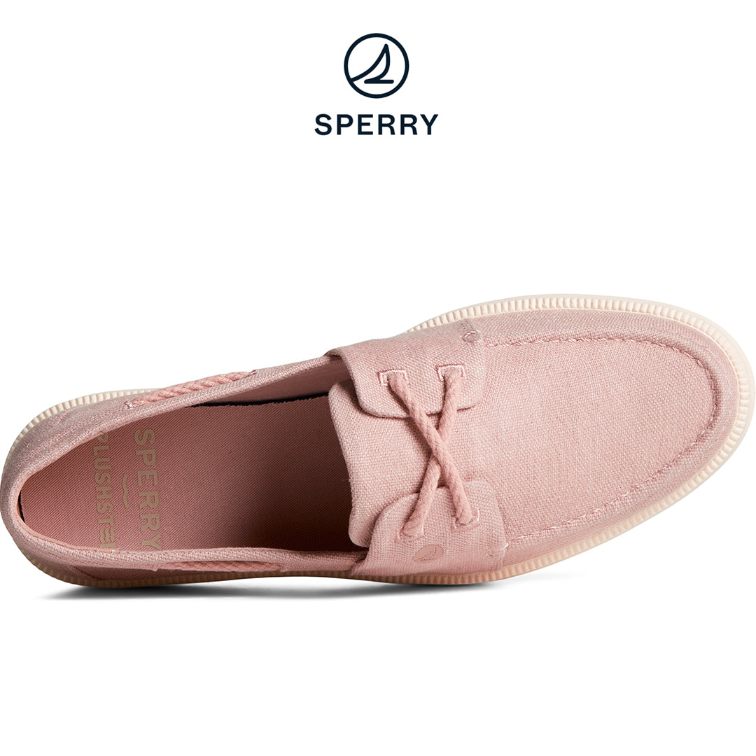 Women's Cruise Plushstep Slubby Linen Boat Sneaker Rose (STS88423)
